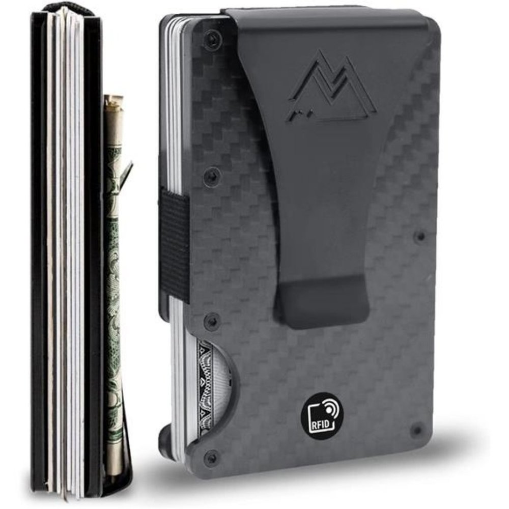 Minimalist Wallet for Men - RFID Wallet , Matte Carbon Fiber Credit Card Holder